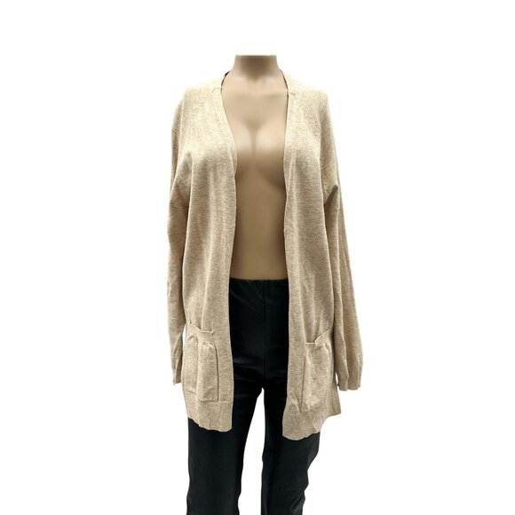 Love Tree  Cardigan Sweater Knit Open Front Long Sleeve Lightweight Pockets Tan - Picture 1 of 11